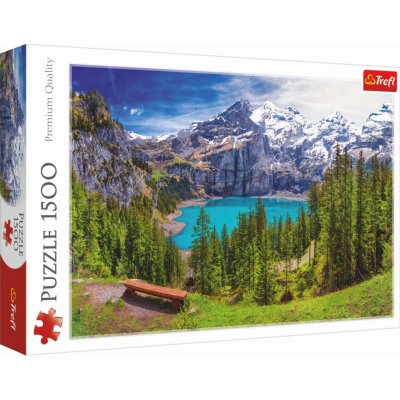 Trefl Puzzle Jazero Oeschinen Alpy, Švajčiarsko 1500 dielikov 85x58cm v krabici 40x26x6cm