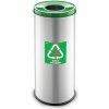 Alda Kovový kôš na triedenie odpadu, 45 l, strieborný, sklo