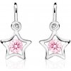 Duppi | Detské náušnice hviezdičky | DU 70387 | z bieleho zlata s kamienkami ružovými | zapínanie brizúra