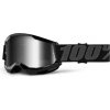Detské motokrosové okuliare 100% Strata 2 Youth Mirror čierna, zrkadlové strieborné plexi