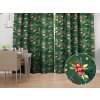 Biante Bavlnený záves Sandra SA-713 Vianočné cezmíny na zelenom 150x200 cm
