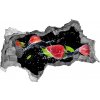 Nálepka 3D diera Jahody a voda 95x73 cm