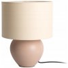KERAMICKÁ STOLOVÁ LAMPA BÉŽOVÁ S PLÁTENNÝM KLOBÚKOM BÉŽOVÁ TIENIDLO Ø 25 cm