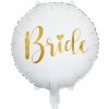 PartyDeco Fóliový balón Bride - zlatý 45 cm