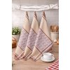 Luxusné kuchynské utierky béžové listy egyptská bavlna 50x70 cm set 3 ks
