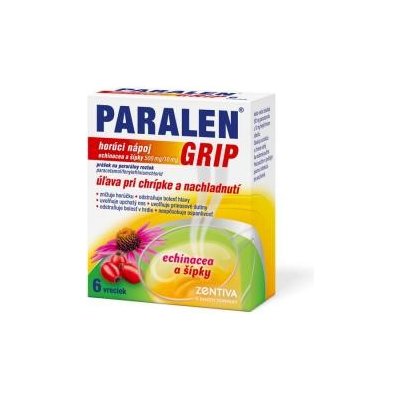 PARALEN GRIP horúci nápoj echinacea a šípky 500 mg /10 mg plo por 500 mg/10 mg, 1x12 vrecúšok