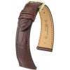 Řemínek Hirsch London Alligator (NO QR) - hnědý, mat - 22 mm - L – Štandardná dĺžka (doporučujeme) - 18 mm - Zlatá + 5 rokov záruka a darček ZADARMO