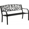 mamido Záhradná kovová lavica pre 3 osoby WELCOME čierna