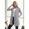 99224 Dewberry Kangaroo Pocket Knitwear Cardigan-LIGHT GREY šedá STD dewberry 2465430638700