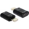 Delock adaptér IPhone 8pin samec > USB Micro-B 5pin samice, černý