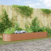 Vyvýšený záhon hnedý, imitácia dreva, 320x80x44 cm, oceľový