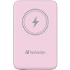 Verbatim, power banka s bezdrôtovým nabíjaním, 5V, nabíjanie telefónu, 32248, 10 000mAh, magnetické pripevnenie, ružová