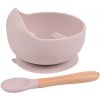 Martons SET - silikonová miska s prísavkou, lyžičkou Rose pink
