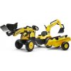 FALK – Šliapací traktor Komatsu s nakladačom, rýpadlom a vlečkou