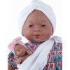 Realistická panenka Maria s miminkem v barevných šatech od španělské firmy Marina & Pau (Maria con bebe - 45 cm - baleno v sáčku)