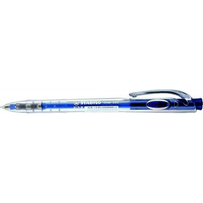 Guľôčkové pero, 0,38 mm, stláčací mechanizmus, STABILO "Liner 308", modrá