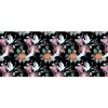 Fototapeta - PA5347 - Japonský žeriav a kvety - tmavá Vliesová fototap. - 250cm x 104cm