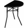 MultiGarden SC-090 Polkruhový sklenený záhradný stolík, 70 x 64 x 40 cm, čierny