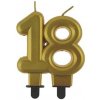 Sviečka narodeninová číslica 18 metalická zlatá 8 cm
