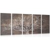 5-dielny obraz koruna stromu na drevenom podklade