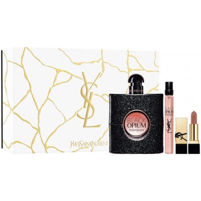 Yves Saint Laurent Black Opium SET: Parfumovaná voda 90ml + Parfumovaná voda 10ml + Rúž na pery 1,3g pre ženy