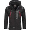 Pánska softshellová bunda GEOGRAPHICAL NORWAY, TECHNO HOODIE Čierna,Sivá,Červená L
