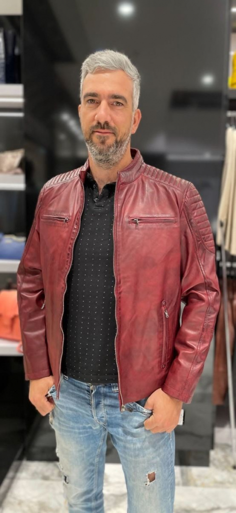 Max Original Leather pánska kožená bunda AXEL Thunder red