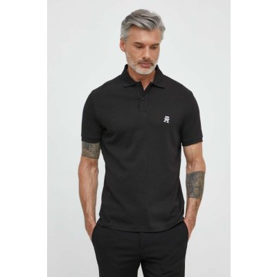 Bavlnené polo tričko Tommy Hilfiger čierna farba,jednofarebný,MW0MW34783 M