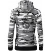 Husľový kľúč kvety - Mikina dámska trendy zipper s kapucňou - XL ( Šedý maskáč )