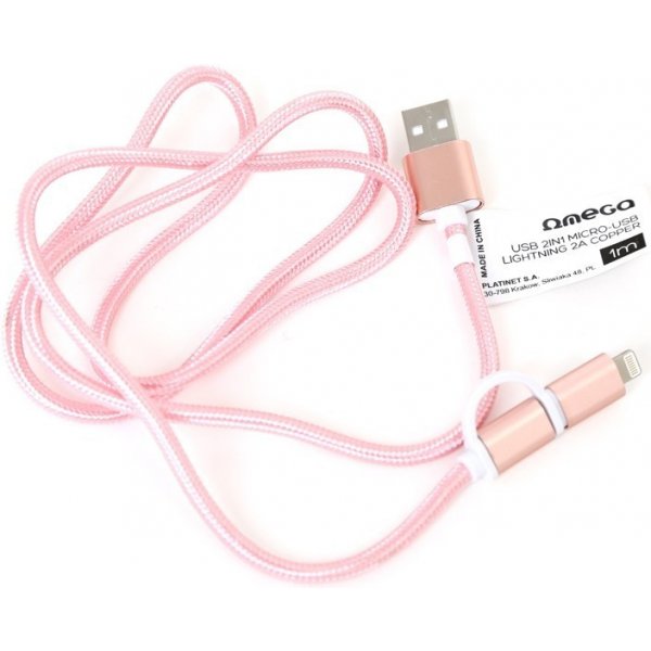 Omega 44320 2in1 Micro USB - Lightning 2A, 1m, růžovo-zlatý od 6,93 € -  Heureka.sk