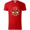 Folklór - hnedé vtáčiky - Tričko z organickej bavlny - XL ( Červená )