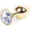 Boss Series Jewellery Gold Plug CLEAR - zlatý análny kolík s drahokamom 7 x 2,7 cm