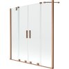 Mexen Velar Duo, 2-krídlová posuvná vaňová zástena 140 x 150 cm, 8mm číre sklo, medený matný profil, 896-140-000-02-65