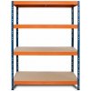 Majster Regál Kovové regály RIVET PRO 180x180x45 DTD drevotrieska 4 úrovne modro-oranžová, Modrá/Oranžová