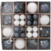 Sada 44 gulí na vianočný stromček 3 - 6 cm v sivo - bielej farbe