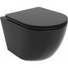 Mexen Lena, závesná WC misa 490x360x340 mm, Rimless Tornádo + WC sedadlo z duroplastu, čierna matná, 30221085T