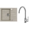 Alveus SET A401 Pebble 02 / Brúsená oceľ SETA401 - Drez Granitový Rock 30 - 595x475mm, vanička 320x400x160mm, Pebble 02 + bateria Elza, Brúsená oceľ
