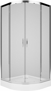 KOLO Rekord štvrťkruhový kút 80x80x185 cm, posuvné dvere, strieborný lesklý, sklo číre GEB PKPG80222003