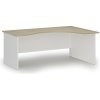Ergonomický kancelársky písací stôl PRIMO WHITE, 180x120 cm, pravý, biela/dub prírodný