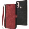 Peňaženkové kožené puzdro Side Buckle Double na Motorola Moto E20 / E30 / E40 - Červená
