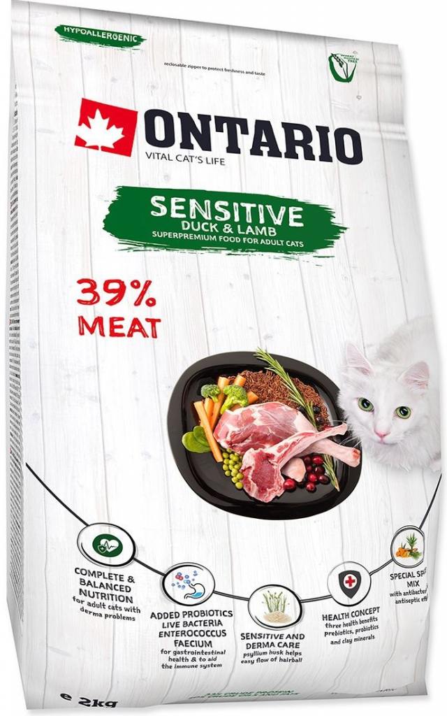 Ontario Cat Sensitive Duck & Lamb 2 kg