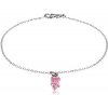 Šperky eshop - Strieborný náramok 925 - macík zdobený ružovou glazúrou, lesklá retiazka Q21.05