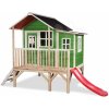 Domček cédrový na pilieroch Loft 350 Green Exit Toys veľký s vodeodolnou strechou a šmykľavkou zelený