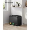 Songmics Kôš na triedený odpad 3 x 15 l čierna