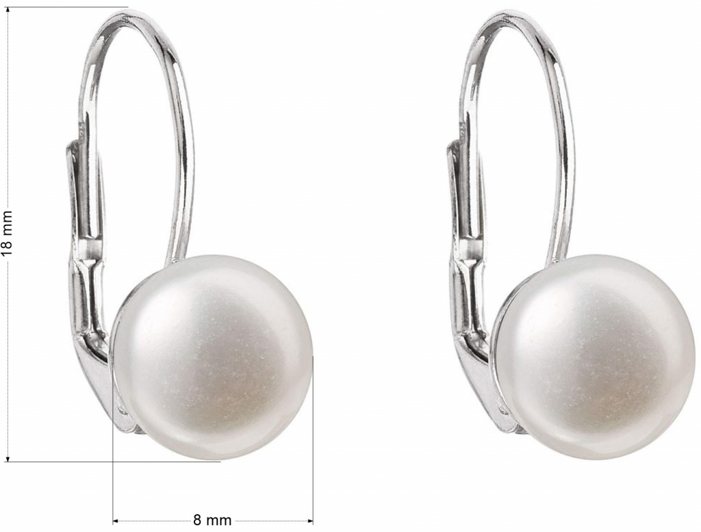 Evolution Group strieborné náušnice visiace s bielou riečnou perlou 21009.1