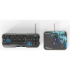 E-blue Polygon, sada klávesnice s myškou Cobra II, US, herná, a podložkou Mazer Marface S typ drôtová (USB), čierno-modrá, DOPREDA EKM820BK