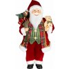 Dekorácia MagicHome Vianoce, Santa, s darčekom a medveďom, červený, 46 cm