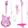 Majlo Toys Detská elektronická gitara so statívom a mikrofónom Guitar Micset ružová