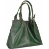 Luxusná veľká kožená kabelka SHOPPER, ručne farbená, tmavo zelená