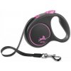 Vodítko Flexi Black Design S páska 5 m ružové (do 15 kg)